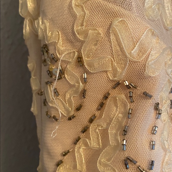 Sue Wong cream lace bead sequin evening cocktail dress 8 - Picture 10 of 15